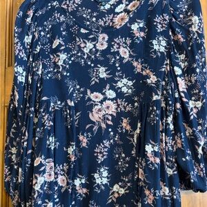 Lucky Brand Navy Floral Crop Top with Pink & Cream Print